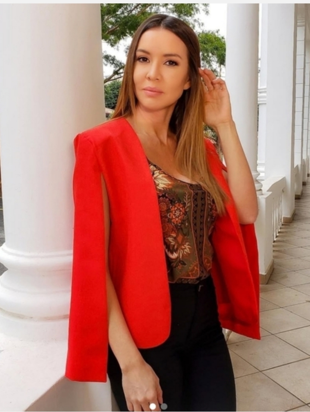ZARA CAPE BLAZER JACKET RED SIZE XS - Picture 13 of 16